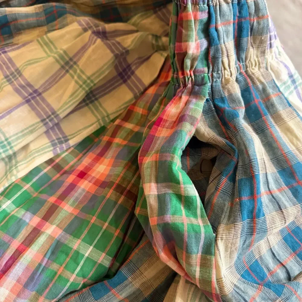 Oli & Hali Plaid Convertible Maxi Skirt Tube Dress Women's Small Pocketed - Picture 8 of 14